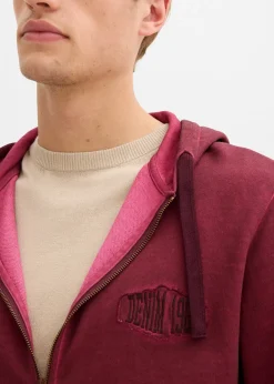 Sweat zippé à capuche, aspect délavé
