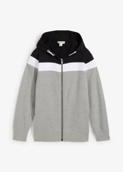 Sweat zippé à capuche en coton mélangé