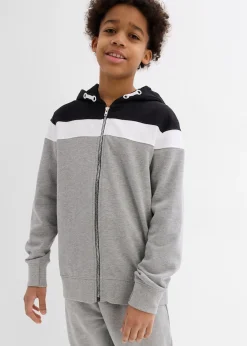 Sweat zippé à capuche en coton mélangé