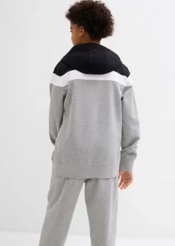 Sweat zippé à capuche en coton mélangé