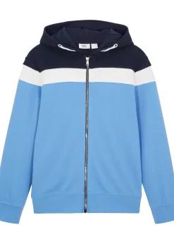 Sweat zippé à capuche en coton mélangé