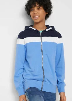 Sweat zippé à capuche en coton mélangé