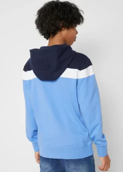 Sweat zippé à capuche en coton mélangé