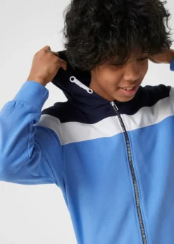 Sweat zippé à capuche en coton mélangé