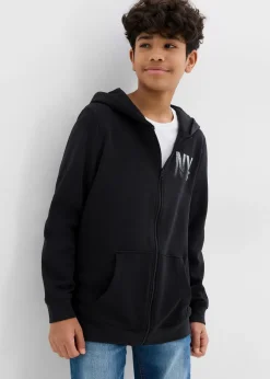 Sweat zippé à capuche en coton mélangé
