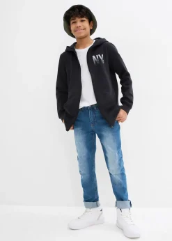 Sweat zippé à capuche en coton mélangé
