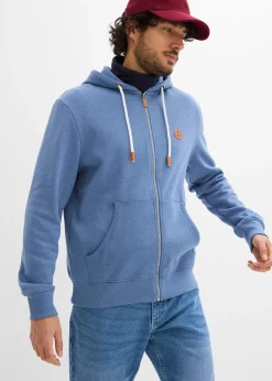 Sweat zippé à capuche et détails enduits
