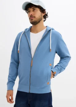 Sweat zippé à capuche et détails enduits