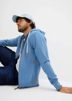 Sweat zippé à capuche et détails enduits