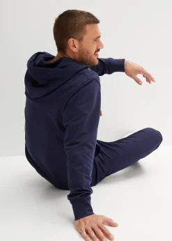 Sweat zippé à capuche et détails enduits