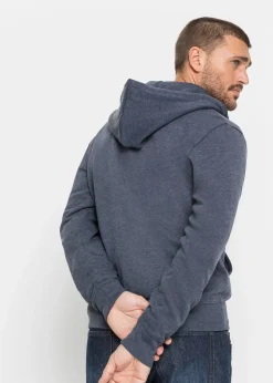 Sweat zippé à capuche et détails enduits