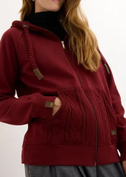 Sweat zippé à capuche et poches en maille