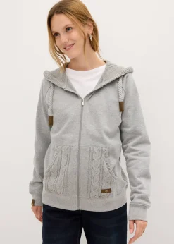 Sweat zippé à capuche et poches en maille