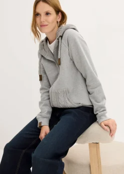 Sweat zippé à capuche et poches en maille
