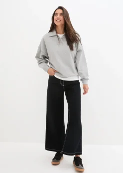 Sweat-shirt col polo et encolure en V