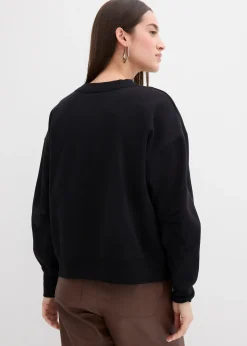 Sweat-shirt en coton à large col côtelé