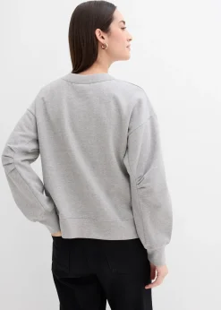 Sweat-shirt en coton à large col côtelé