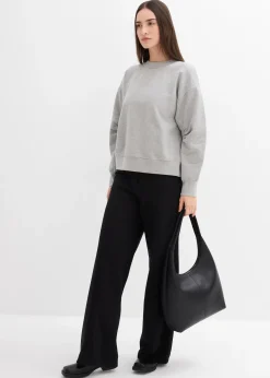 Sweat-shirt en coton à large col côtelé