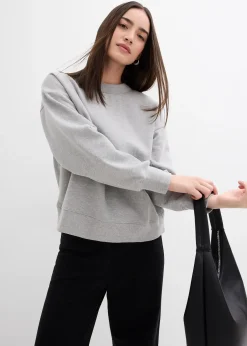 Sweat-shirt en coton à large col côtelé
