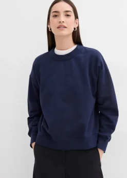 Sweat-shirt en coton à large col côtelé
