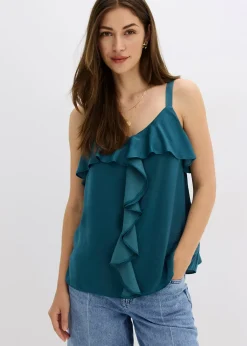 Top à bretelles fines en satin brillant