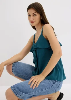 Top à bretelles fines en satin brillant