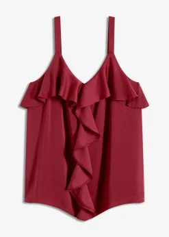 Top à bretelles fines en satin brillant