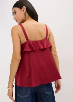 Top à bretelles fines en satin brillant