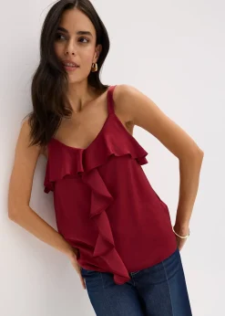 Top à bretelles fines en satin brillant