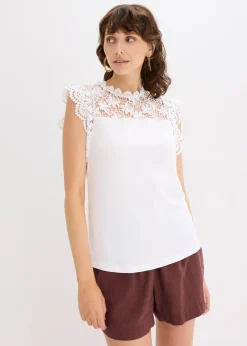 Top à empiècement dentelle
