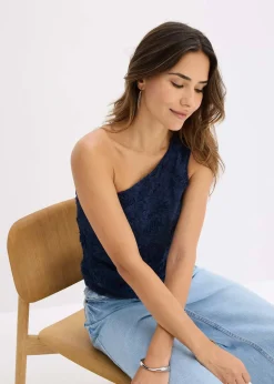 Top brodé une épaule