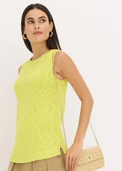 Top en maille coton texturée