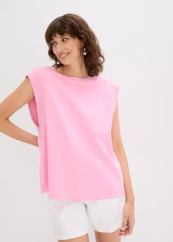 Top oversize avec mancherons en bord-côte