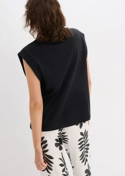 Top oversize avec mancherons en bord-côte