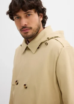 Trench-coat déperlant avec capuche amovible