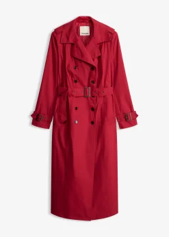 Trench-coat long ceinturé à la taille
