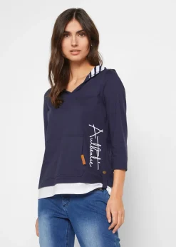 T-shirt à capuche, manches 3/4, 100% coton