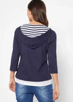 T-shirt à capuche, manches 3/4, 100% coton