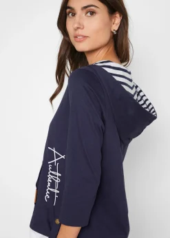 T-shirt à capuche, manches 3/4, 100% coton