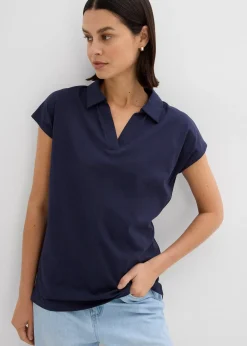 T-shirt à col polo ouvert