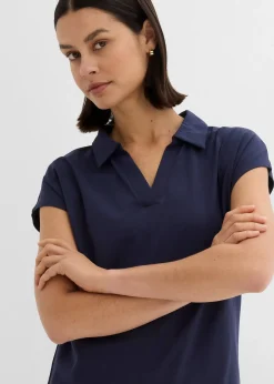 T-shirt à col polo ouvert