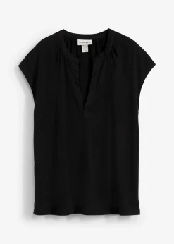 T-shirt à col tunisien en viscose mélangée