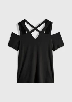 T-shirt à découpes en viscose