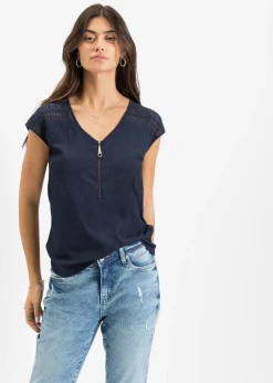 T-shirt à empiècement dentelle