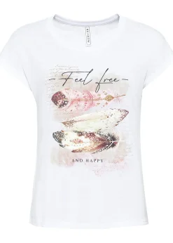 T-shirt à imprimé plume