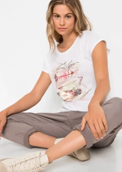 T-shirt à imprimé plume
