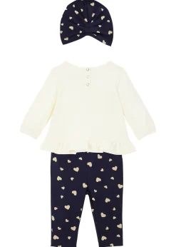 T-shirt + legging + bonnet bébé (Ens. 3 pces.) coton