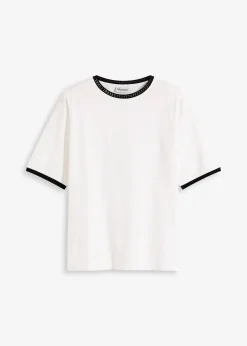 T-shirt à liserés en dentelle