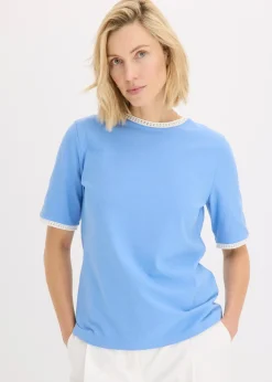 T-shirt à liserés en dentelle