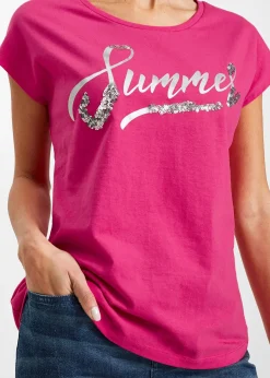 T-shirt avec inscription à sequins